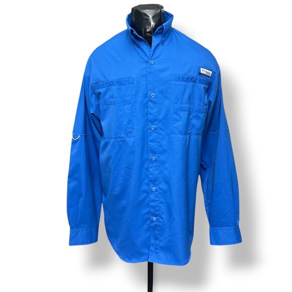 Columbia PFG Performance Fishing Gear Blue Long Sleeve Shirt Men's M Ourdoors - Picture 3 of 10